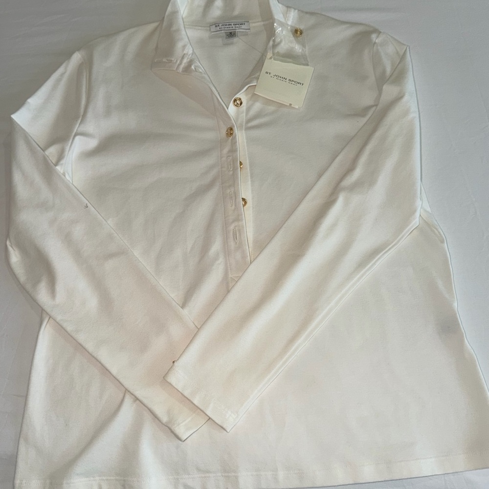❌❌ ❌SOLD!!NWT St John sport by Marie Gray white button down shirt